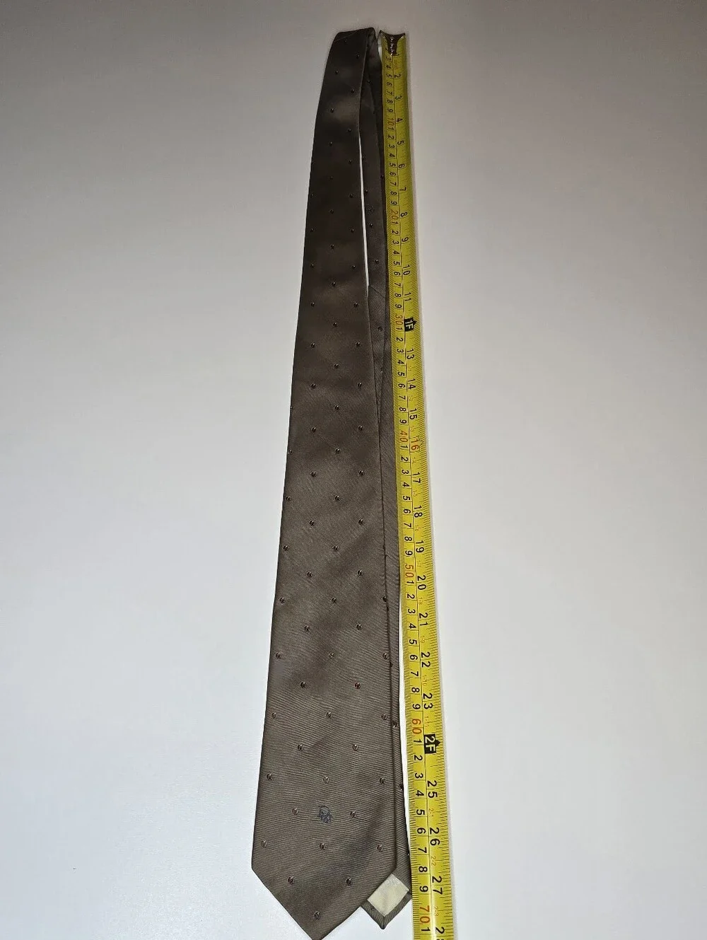 Vintage Christian Dior Necktie Brown Red Blue Dot Pattern 95% Polyester 5% Silk